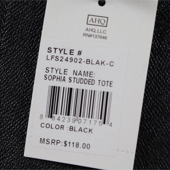 London Fog Black Sophia Studded Tote Shoulder Bag - Picture 3 of 8